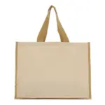 Tote bag fabricada en canvas reciclado y yute laminado con asas de tela