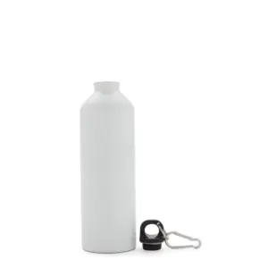 Botella de aluminio con tapa a rosca y gancho carabinero metálico