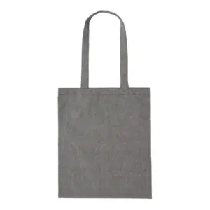 Tote bag de algodón reciclado con acabado melange, formato rectangular con asas superiores