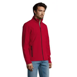 Chaqueta softshell de poliéster y elastano para hombre con cierre frontal y dos bolsillos laterales con cierre