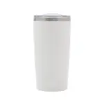 Mug con tapa de acero inoxidable, cuerpo liso y tapa con componentes de silicona