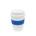 Vaso reutilizable de polipropileno con banda de silicona, forma cilíndrica y base plana