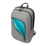 Mochila de poliéster con dos compartimientos con cierre, respaldo acolchado y correas acolchadas, vista frontal