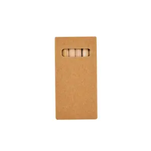 Set de seis lápices mini de madera de pino con caja de cartulina kraft y caja de cartón reciclado