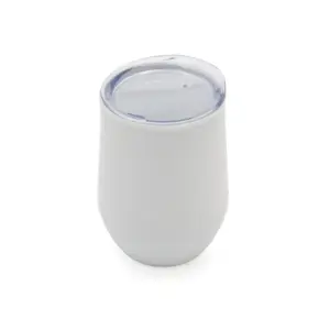 Mug de acero inoxidable con tapa, cuerpo cilíndrico y base de EVA