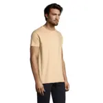 Polera de cuello redondo y manga corta fabricada en algodón semi-peinado Ringspun con acabado de canalé en el cuello