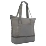 Bolsa tote térmica de dos compartimientos confeccionada en poliéster reciclado con asas largas reforzadas y compartimiento superior de malla