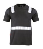 Polera Hibrida con Cinta Reflectiva Manga Corta Hombre color Negro