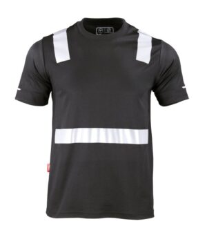 Polera Hibrida con Cinta Reflectiva Manga Corta Hombre color Negro