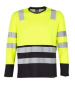 Polera Hibrida Hi-Vis Bi Color Manga Larga Hombre color Amarillo/Gris Oscuro