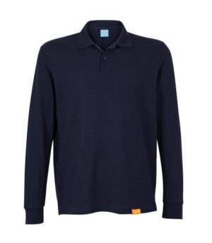 Polera Polo 80% Algodón Manga Larga Hombre color Azul