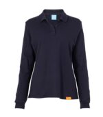 Polera Polo 80% Algodón Manga Larga Mujer color Azul