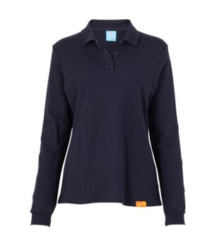 Polera Polo 80% Algodón Manga Larga Mujer color Azul