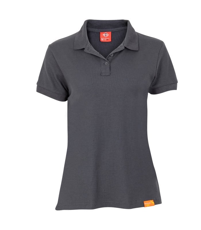 Polera Polo 60% Algodón Manga Corta Mujer color Gris Oscuro