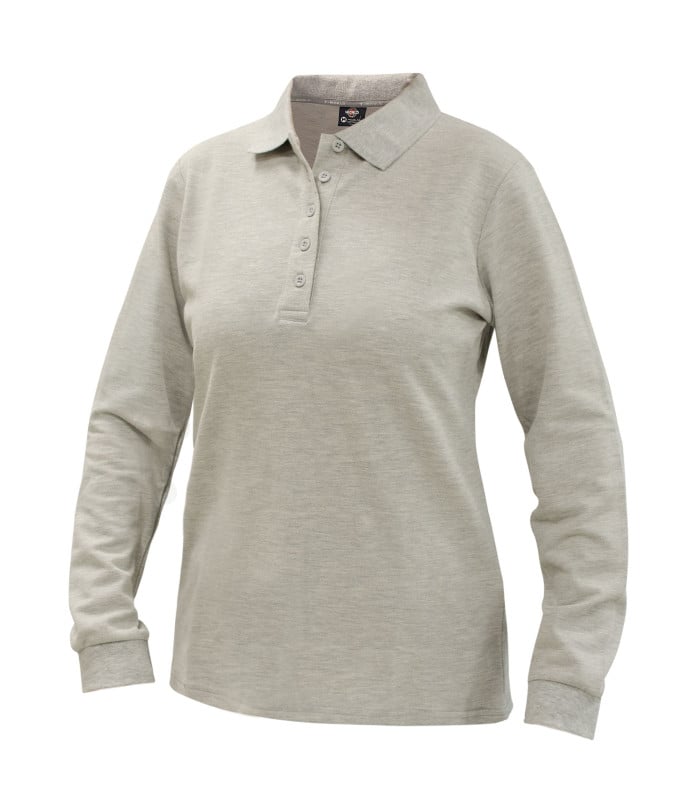 Polera Polo Confort Spandex Manga Larga Mujer color Gris