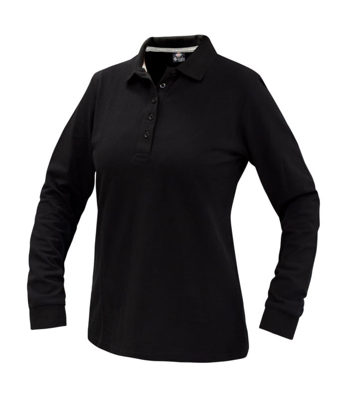 Polera Polo Confort Spandex Manga Larga Mujer color Negro