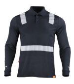 Polera Polo Hibrida con Cinta Reflectiva Manga Larga Hombre color Azul