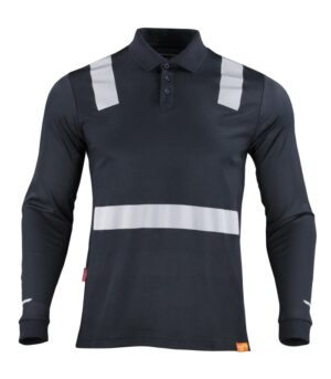 Polera Polo Hibrida con Cinta Reflectiva Manga Larga Hombre color Azul