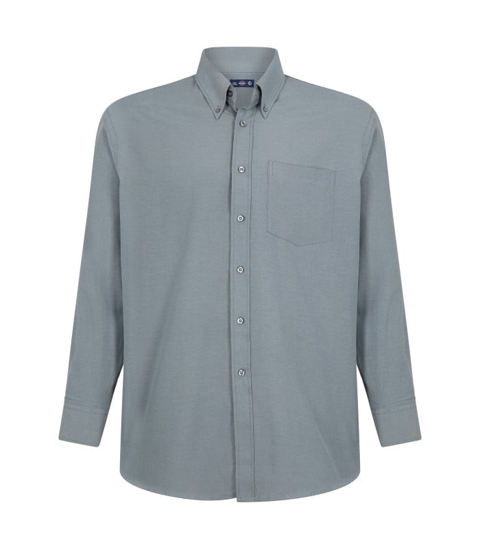 Camisa Oxford Classic Con Bolsillo Manga Larga Hombre color Gris