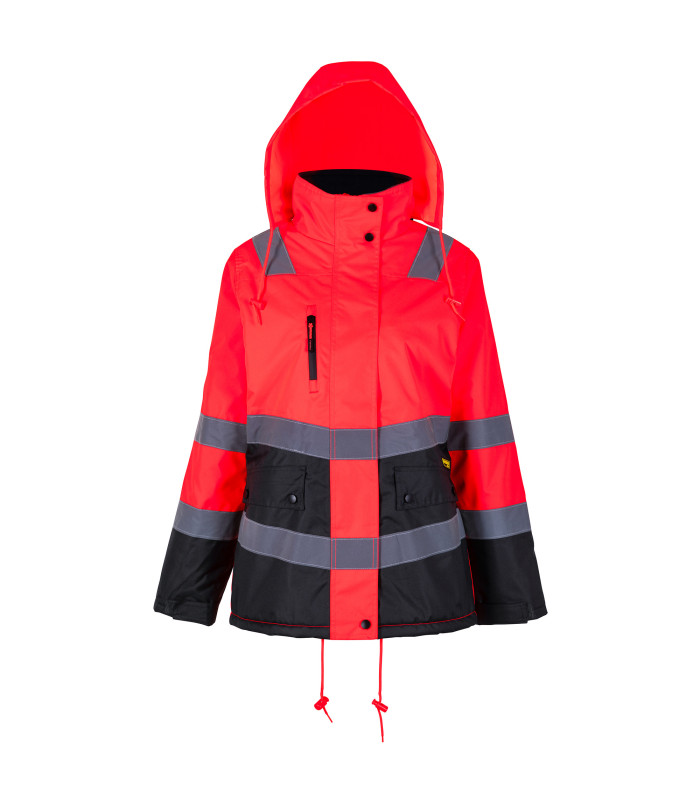 Parka Térmica Hi-Vis Clase 2 Mujer color Rojo/Gris Oscuro