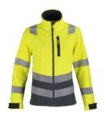 Chaqueta Softshell Hi-Vis Clase 2 Manga Larga Mujer color Amarillo/Gris Oscuro
