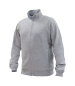 Polerón full zip manga larga unisex gris, vista frente