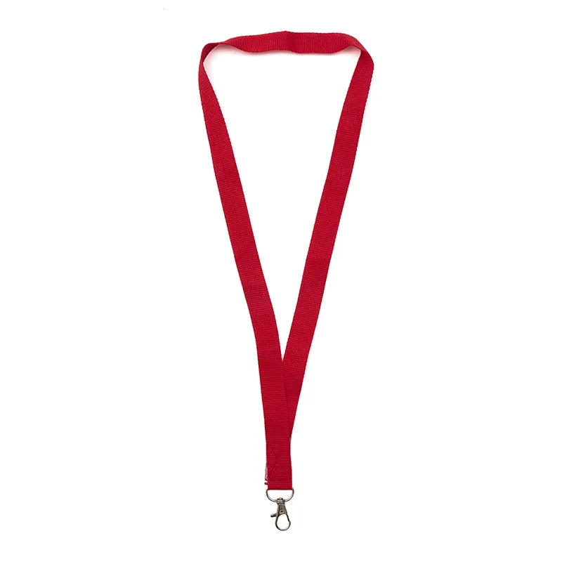 Lanyard rojo completo colgado en V con mosquetón metálico en el extremo