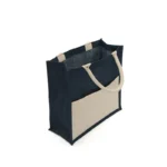 Tote bag de yute reciclado con asas largas, vista frontal