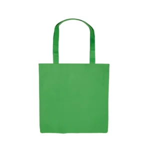 Bolsa de TNT de cuerpo rectangular y plano, sin fuelle, con dos asas largas para llevar al hombro