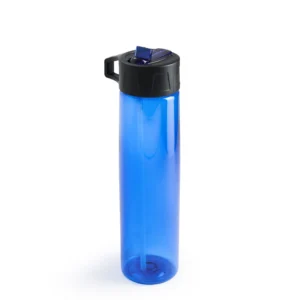 Botella deportiva con boquilla vertedora y agarre en tapa, fabricada en PP y PC