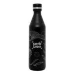 Botella térmica de acero inoxidable con doble apertura a rosca, cuerpo cilíndrico y acabado mate