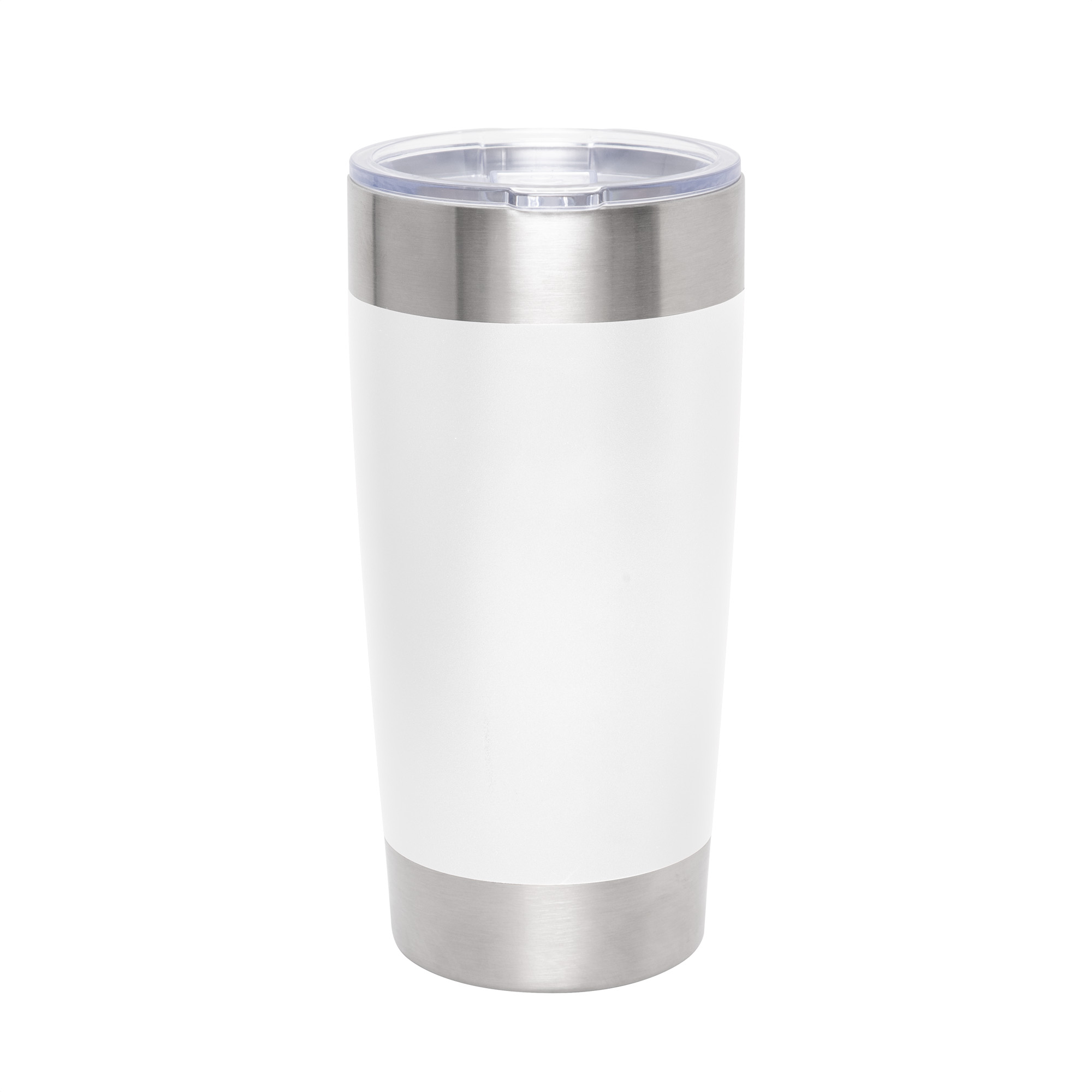 Mug térmico blanco con tapa transparente y acabado mate