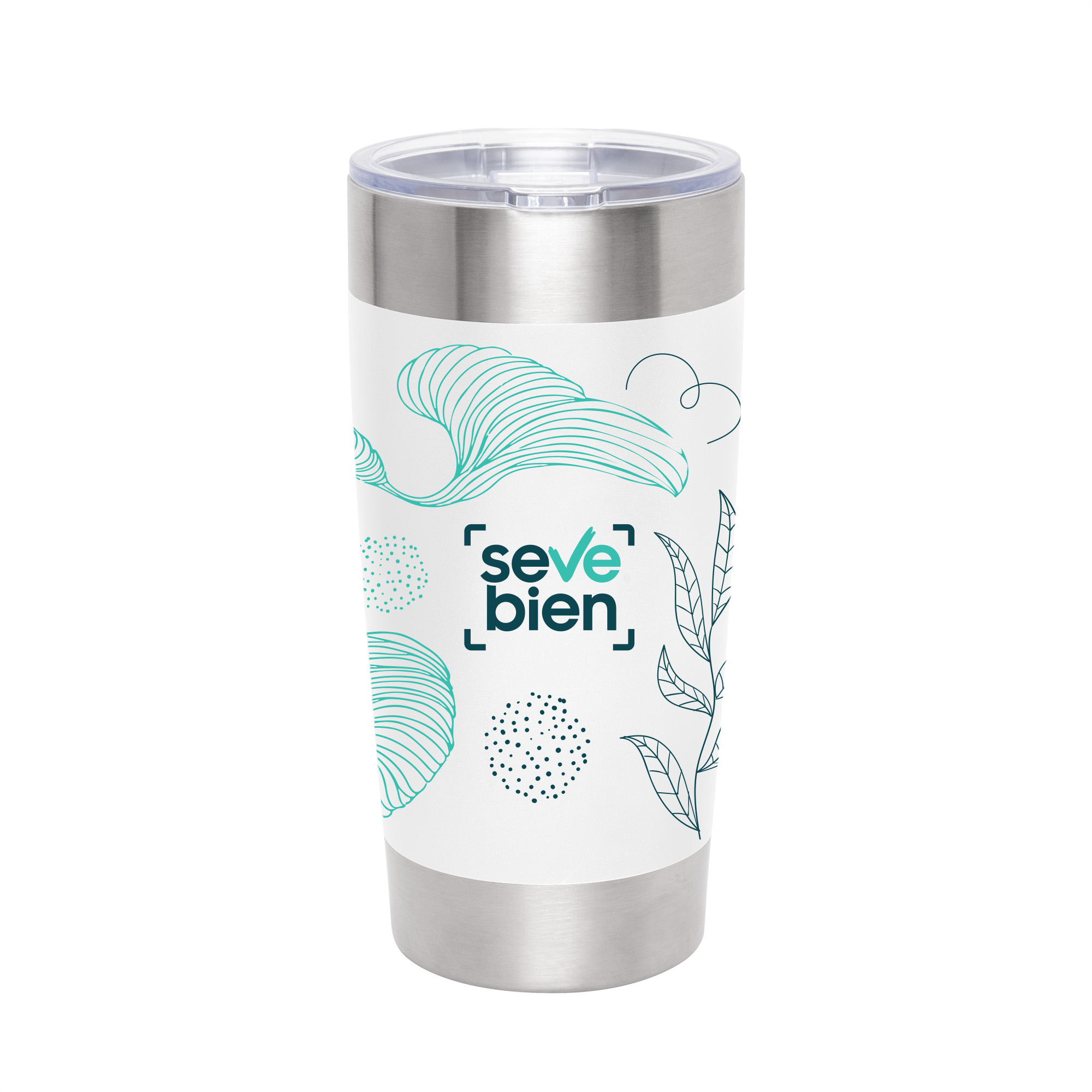 Mug térmico blanco con diseño envolvente de muestra