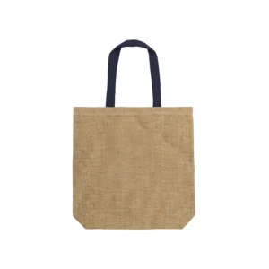 Tote bag de yute reciclado con asas de algodón y forma rectangular, vista frontal