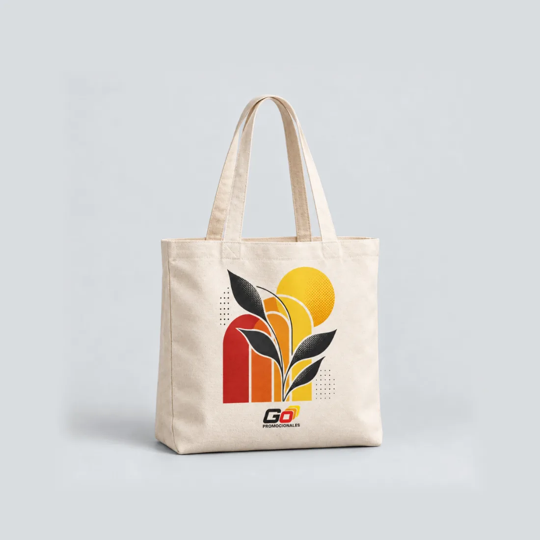 Bolsa de algodón con diseño estampado a todo color